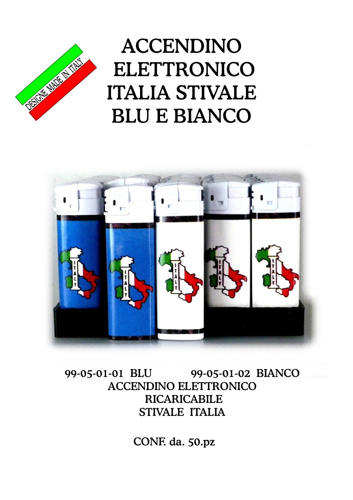 99-05-01-0002 Accendini Italia Gettabili Stivale Bianco CONFEZIONI. da 50 Pz.