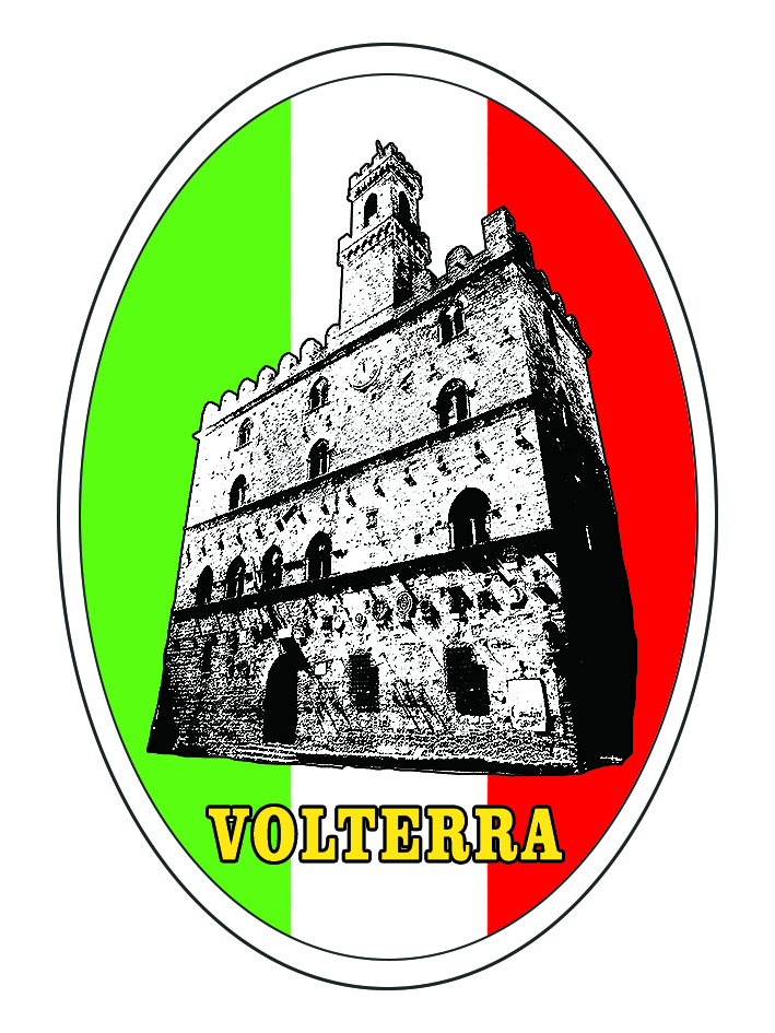 99-08-24-0871 Adesivi Ovale Tricolore Volterra Palazzo dei Priori CONF. da 10 Pz