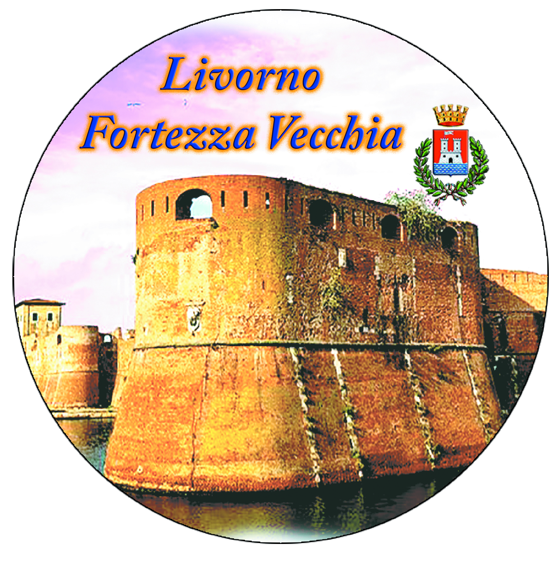 99-08-42-0702 Adesivo Livorno Tondo mm.60 Fortezza Vecchia CONFEZIONE da n.10 Pz