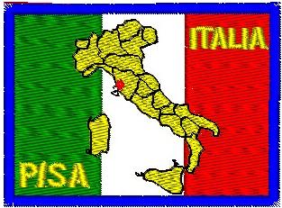 99-06-06-0002 Toppe Pisa Bandiera Italia Stivale e Pisa CONFEZIONI da 10 Pz.