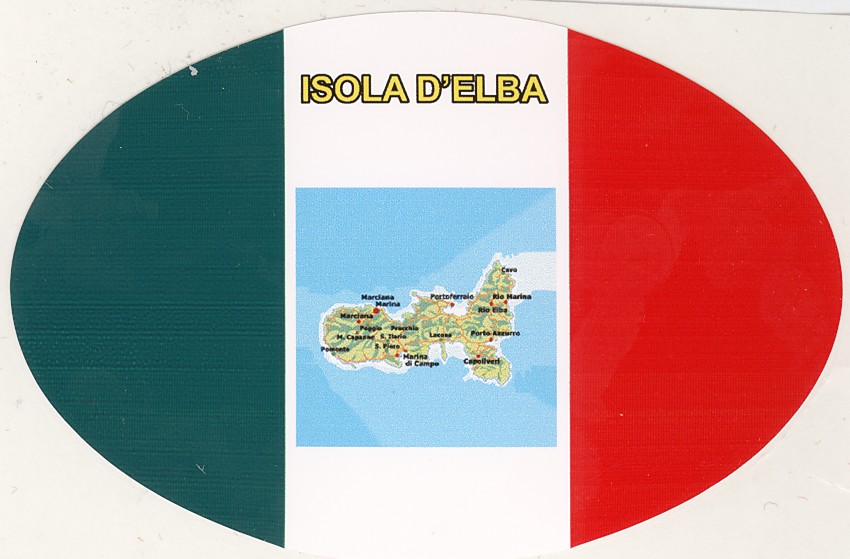 99-08-22-8001 Adesivi Elba Ovali Tricolore Cartina CONFEZIONI da n.10 Pz.