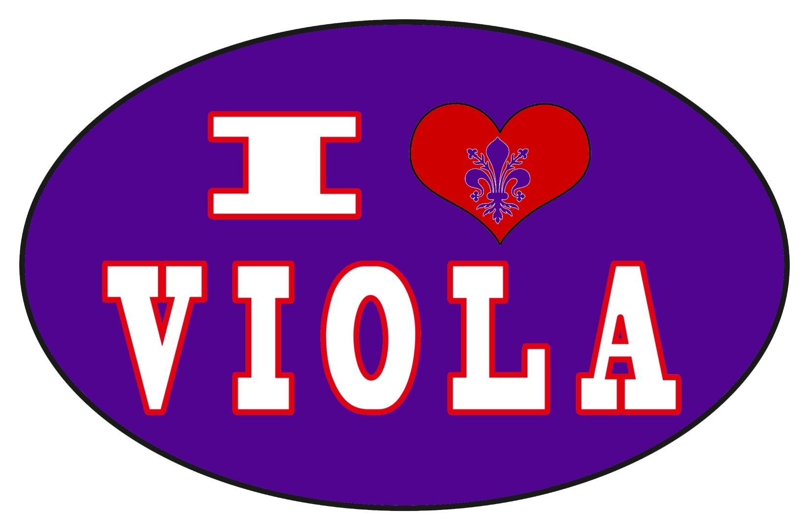 99-08-02-0604 Adesivi Viola Ovale I Love Viola CONFEZIONI da n.10 Pz.