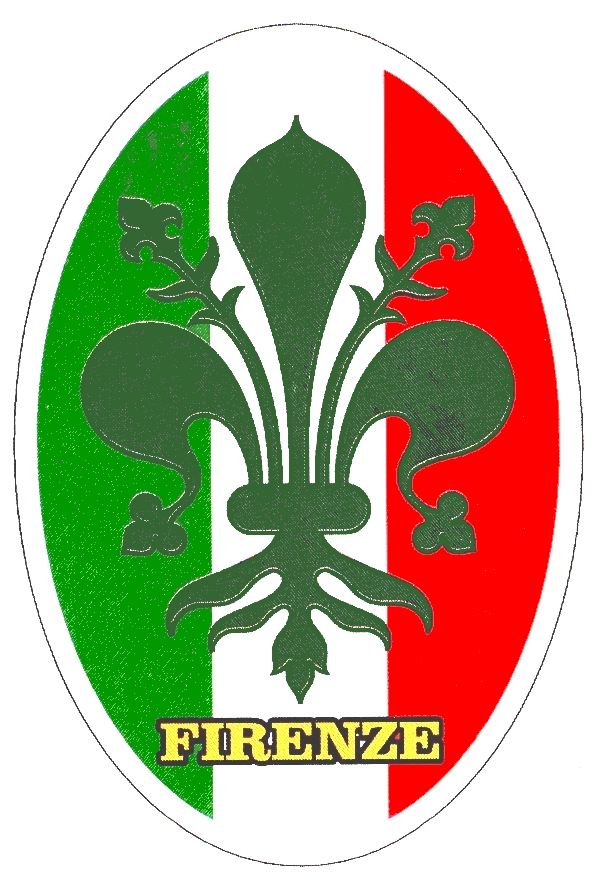 99-08-02-0810 Adesivi Firenze Ovale Tricolore Giglio Verde CONFEZIONI da n.10 pz
