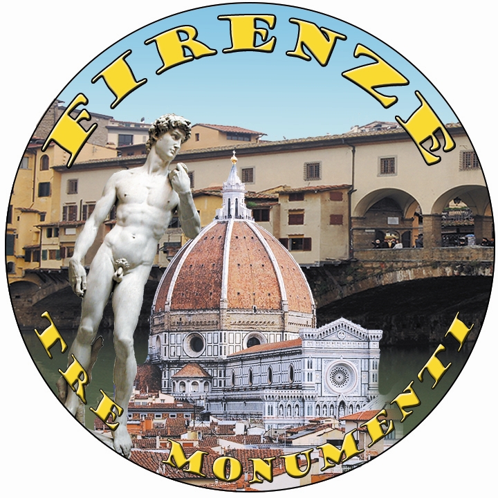 99-08-02-0822 Adesivi Firenze Tondi 60 mm Collage Monumenti CONFEZION.da n.10 Pz