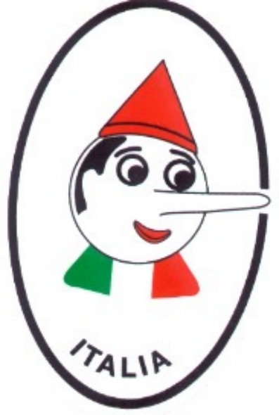 99-08-01-0843 Adesivi Italia Ovale Pinocchio Tricolore CONFEZIONE da n.10 