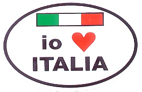 99-08-01-0845 Adesivi Italia Ovale Bianco" I Love Italia"Tricolore CONFEZ. n.10 