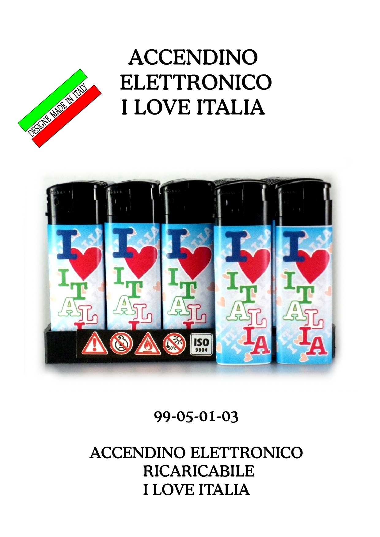 99-05-01-0003 Accendini Italia Gettabili I Love Italia CONFEZIONI da n.50 Pz