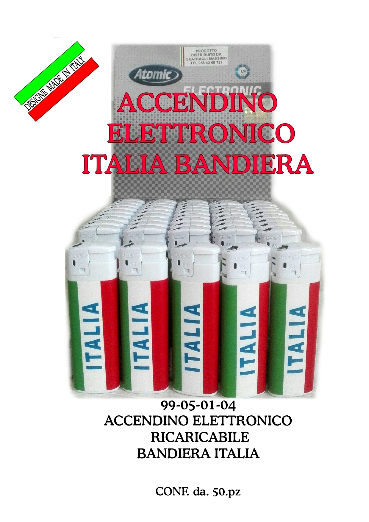 99-05-01-0004 Accendini Italia Gettabili Bandiera Italia CONFEZIONI da n.50 Pz