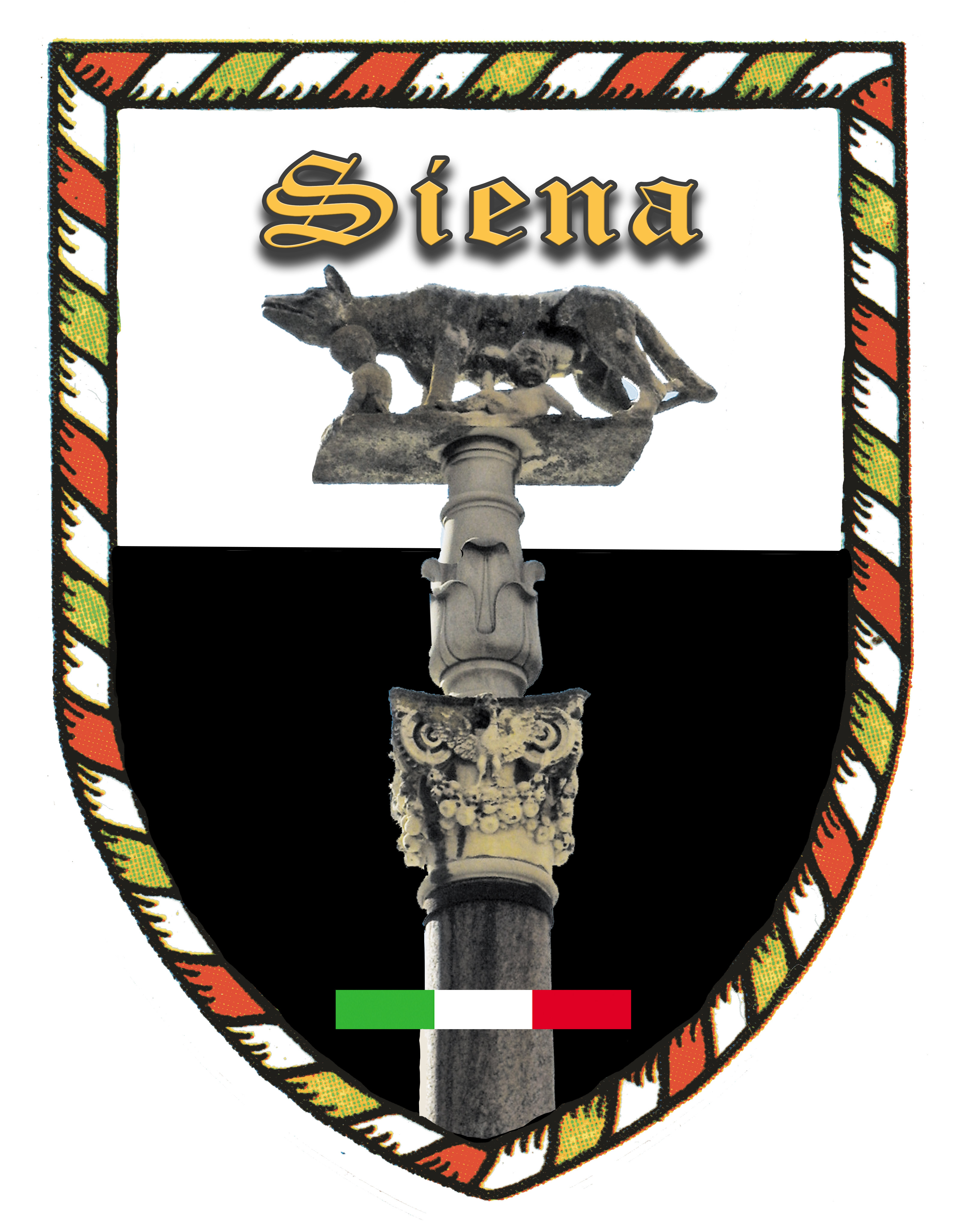 99-08-05-0801 Adesivi Siena Scudo Bianco Nero Lupa CONFEZIONI da n.10 Pz.