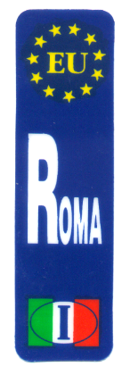 99-08-03-0850 Adesivi Roma Rettangolare Blu  UE e Tricolore CONFEZIONI n.10 Pz.