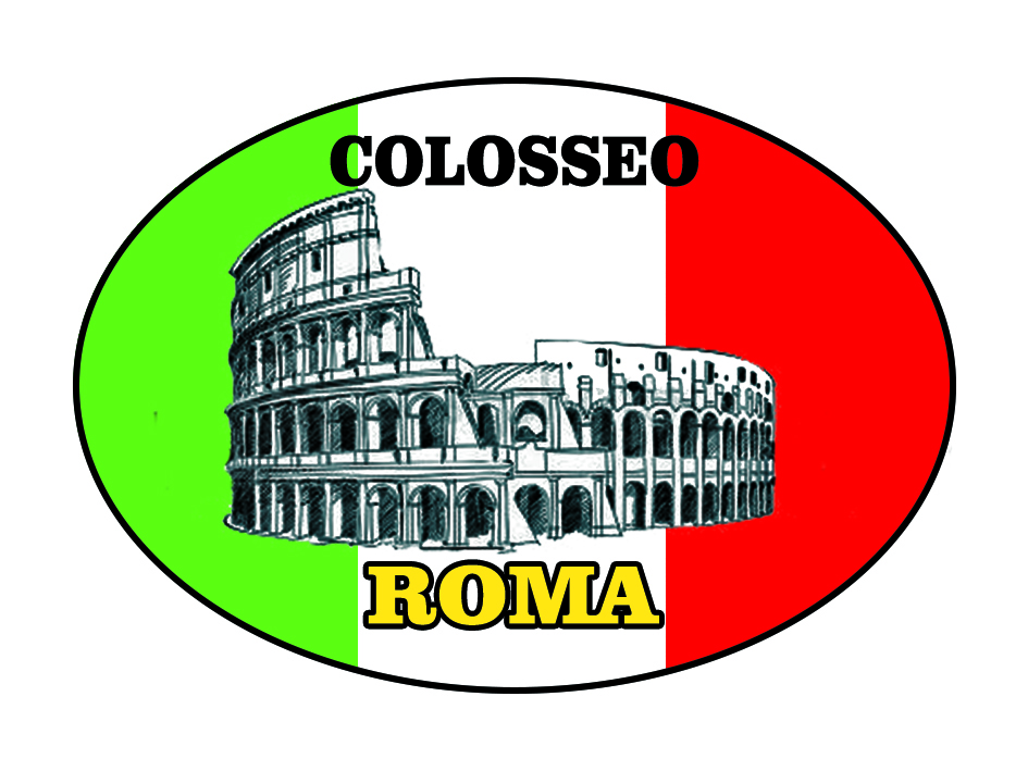 99-08-03-8170 Adesivi Roma Ovale Tricolore Colosseo CONFEZIONI da n.10 Pz.