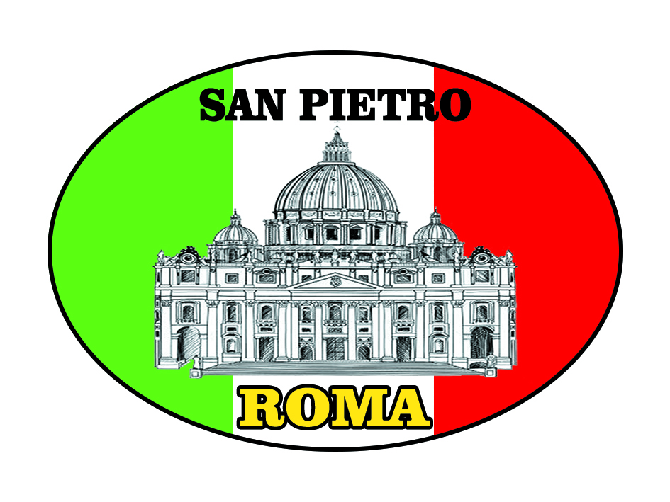 99-08-03-8174 Adesivi Roma Ovale Tricolore San Pietro CONFEZIONI da n.10 Pz.