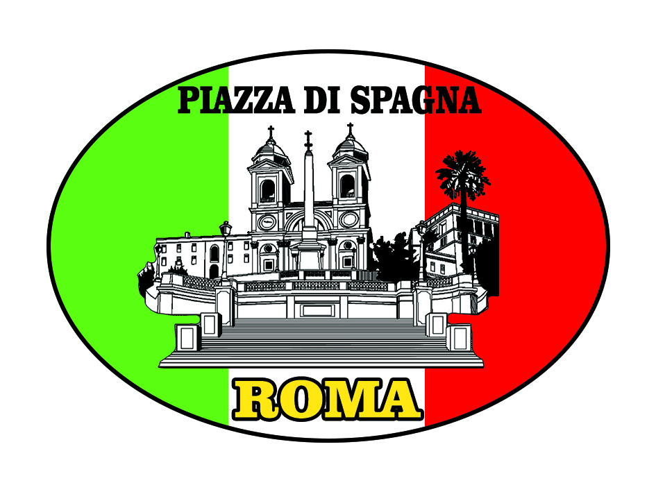99-08-03-8175 Adesivi Roma Ovale Tricolore Piazza di Spagna CONFEZIONI da 10 Pz.