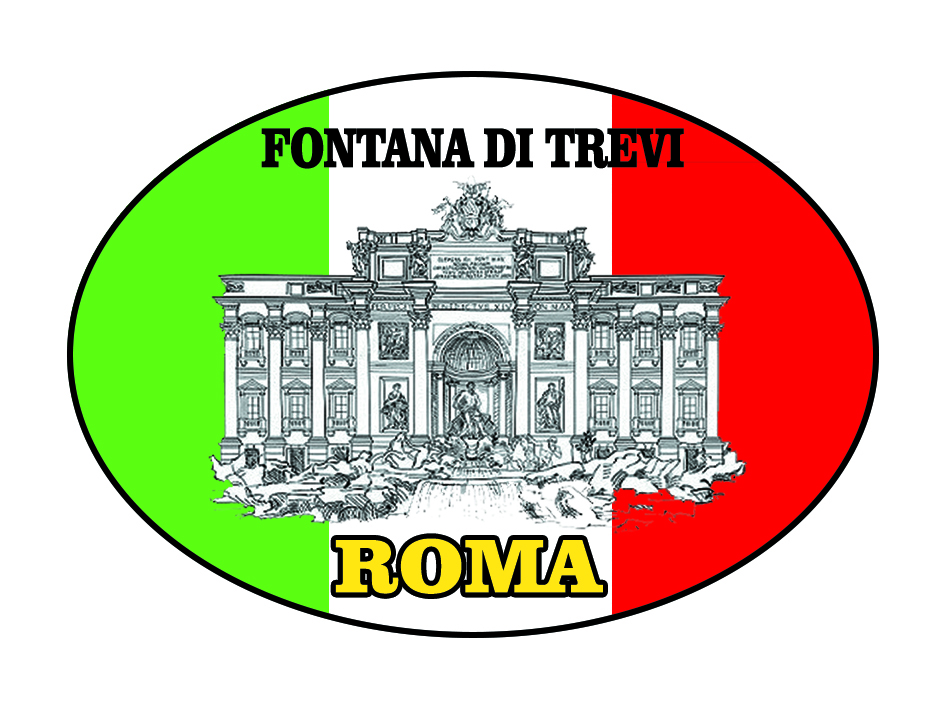 99-08-03-8176 Adesivi Roma Ovale Tricolore Fontana di Trevi CONFEZIONI da 10 Pz.