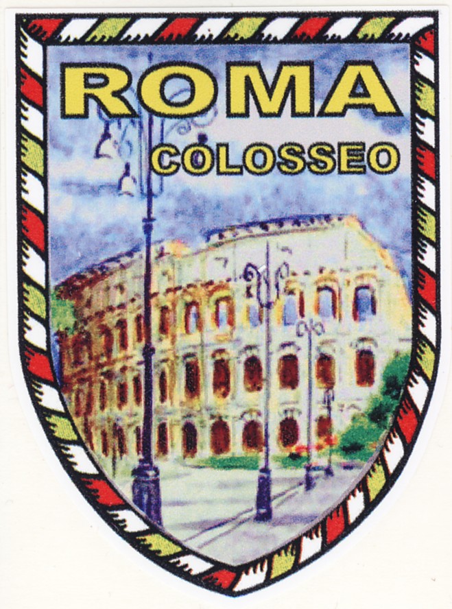 99-08-03-8885 Adesivi Roma Scudo Colosseo Acquerello CONFEZIONI da n.10 Pz.