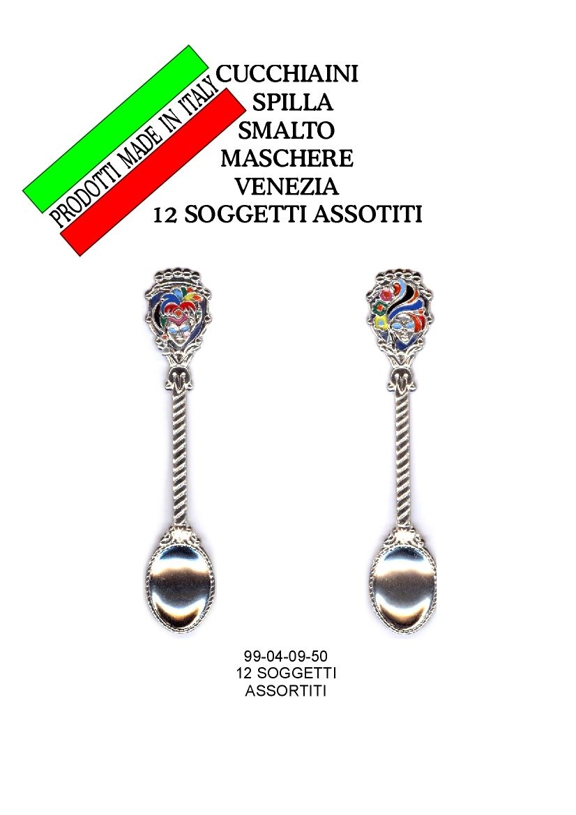 99-04-09-0050 Cucchiaini Venezia Spilla Maschere CONFEZIONI da n.12 Pz.