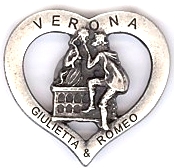 99-02-04-0416 Magneti Verona Cuore Giulietta Romeo Argento CONFEZIONI  n.10 Pz.