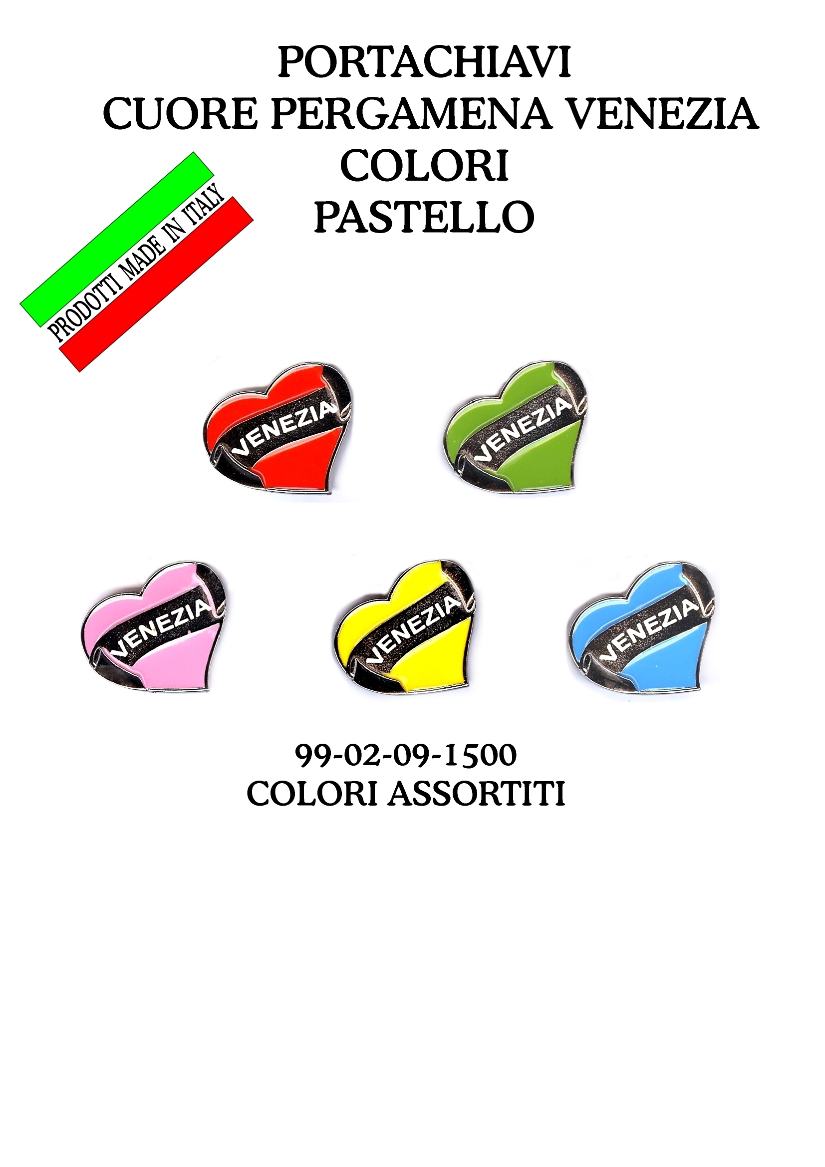 99-02-09-1500 Magneti Venezia Cuore Pergamena CONFEZIONI da n.10 Pz.