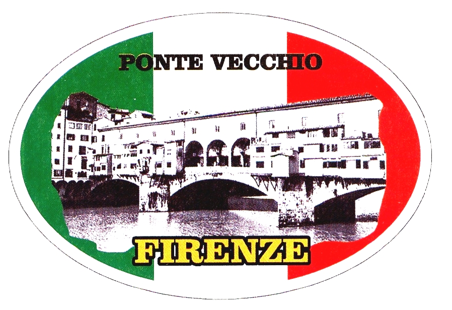 99-08-02-0812 Adesivi Firenze Ovale Tricolore Ponte Vecchio CONFEZIONI .10 pz.