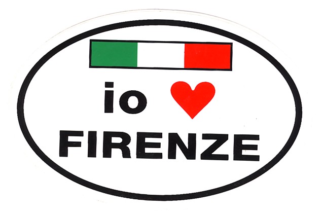 99-08-02-0844 Adesivi Firenze Ovale"I Love Firenze"Tricolore CONFEZION.da 10 Pz.