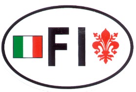 99-08-02-0846  Adesivi Firenze Ovale FI Bandiere EU e Giglio Rosso CONFEZ.10 Pz.