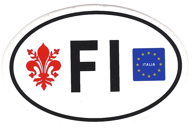 99-08-02-0855  Adesivi Firenze Ovale Giglio Rosso FI e Band.EU CONF.da 10 Pz.