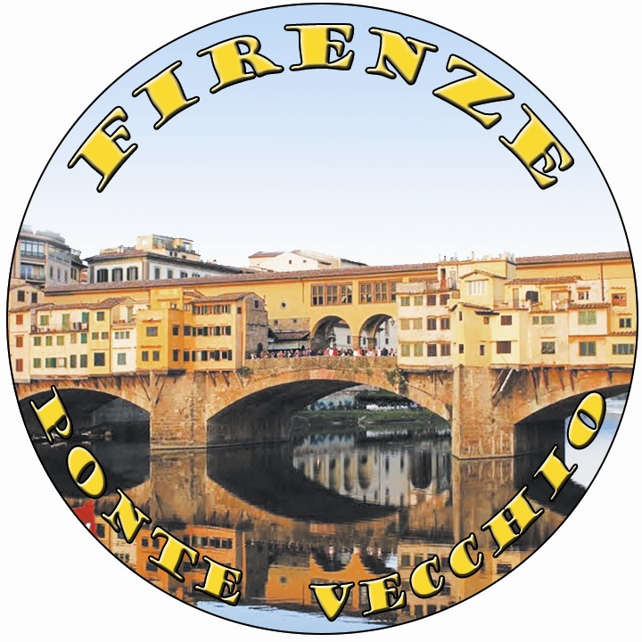 99-08-02-0823 Adesivi Firenze Tondi 60 mm Ponte Vecchio CONFEZIONI da n.10 Pz.