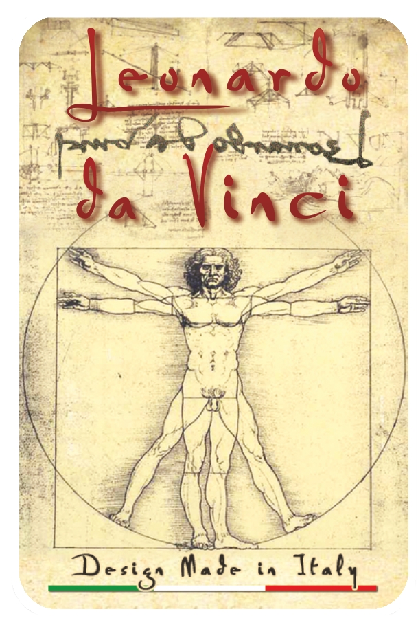 99-08-31-0703 Adesivi Rettangolari Vinci Leonardo Vitruviano CONFEZIONE da 10 Pz