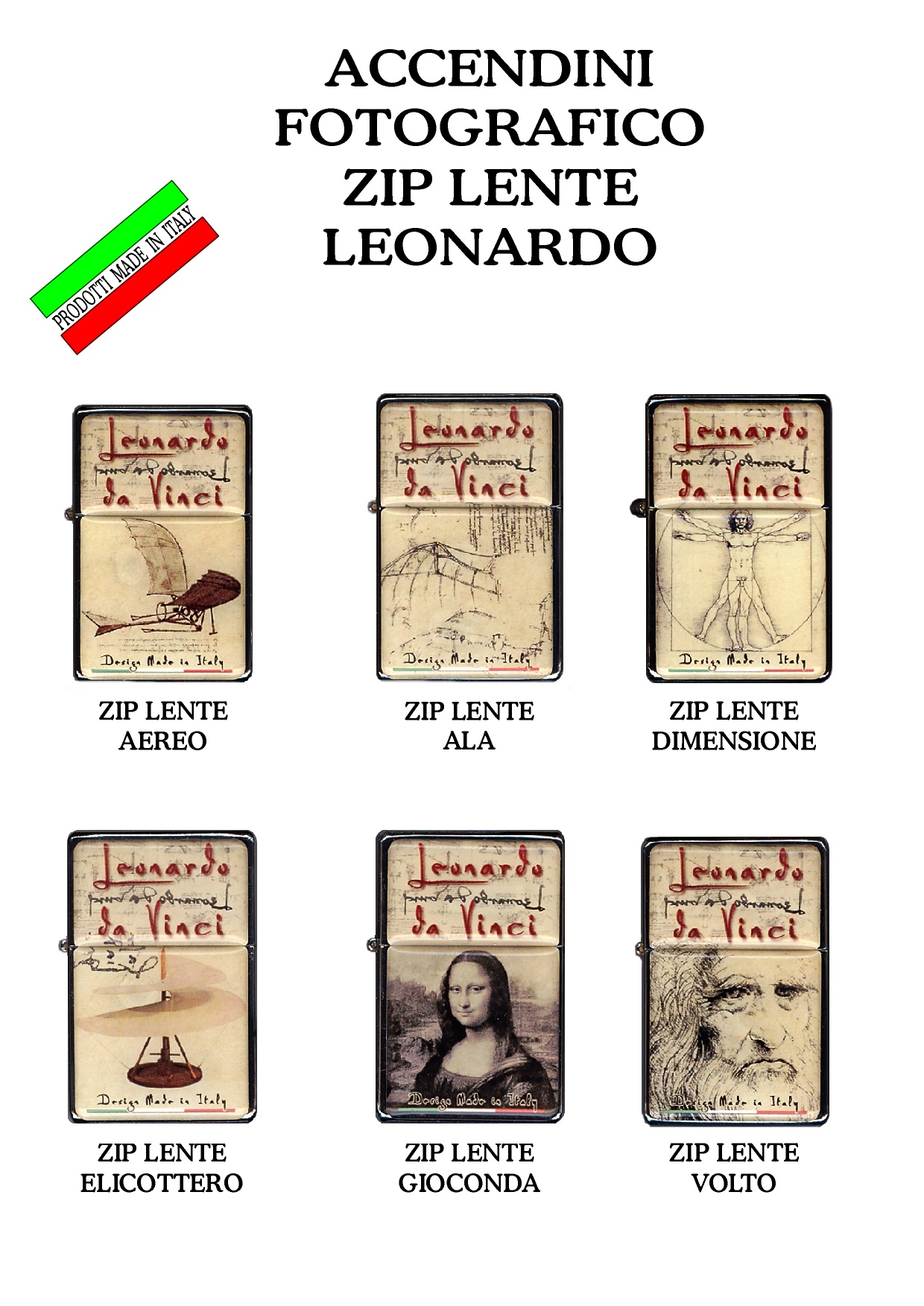 99-05-31-3700 Accendini Leonardo Benzina Lente Assortiti CONFEZIONI da n.12 Pz.