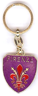 99-01-02-0014 Portachiavi Firenze Scudo Viola Giglio Rosso CONFEZIONI. 10 Pz.