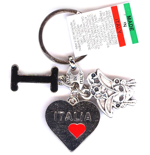 99-01-09-1732 Portachiavi I+Cuore+Maschera CONFEZIONI da n. 10 Pz.
