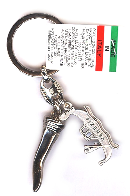 99-01-09-6701 Portachiavi Corno e Gondola Nikel CONFEZIONI da n. 10 Pz.