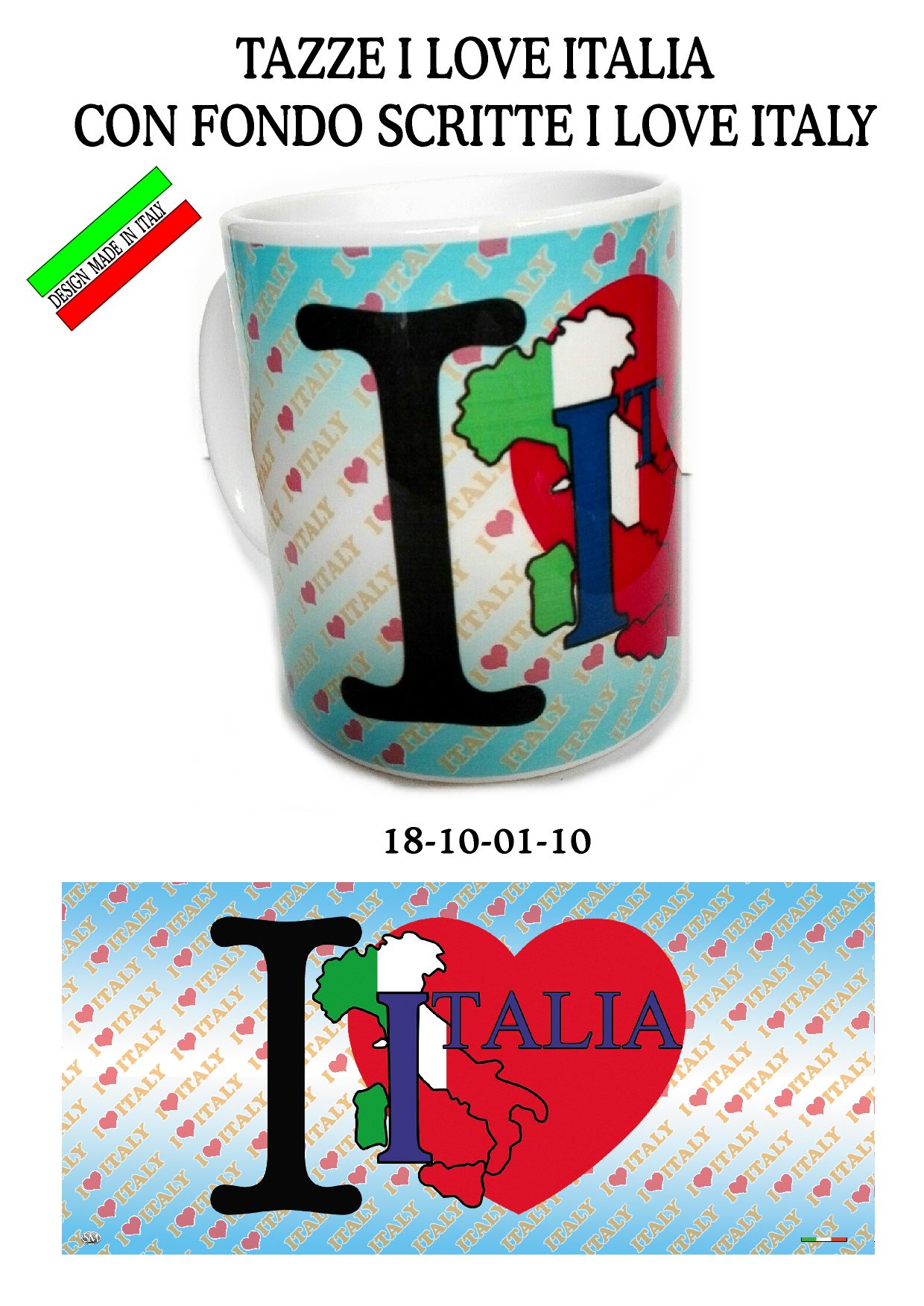 18-10-01-0010 Tazze Italia I Love Italia Stivale CONFEZIONI da n.1 Pz.