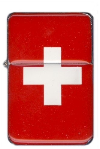99-05-01-81045 Accendini Benzina Smalto Bandiera Svizzera CONFEZIONI da n.6 Pz.