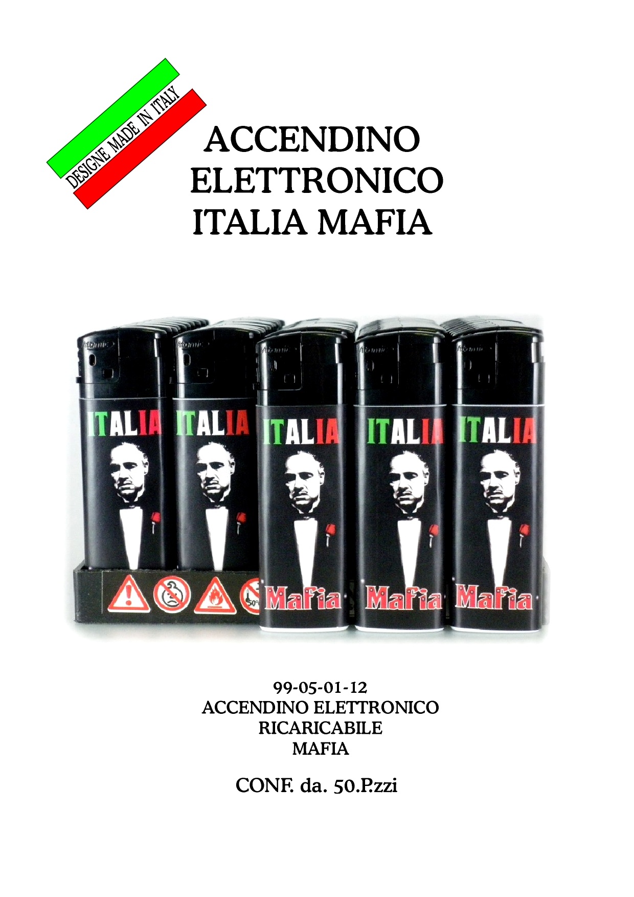 99-05-01-0012 Accendini Italia Gettabili Mafia CONFEZIONI da n.50 Pz