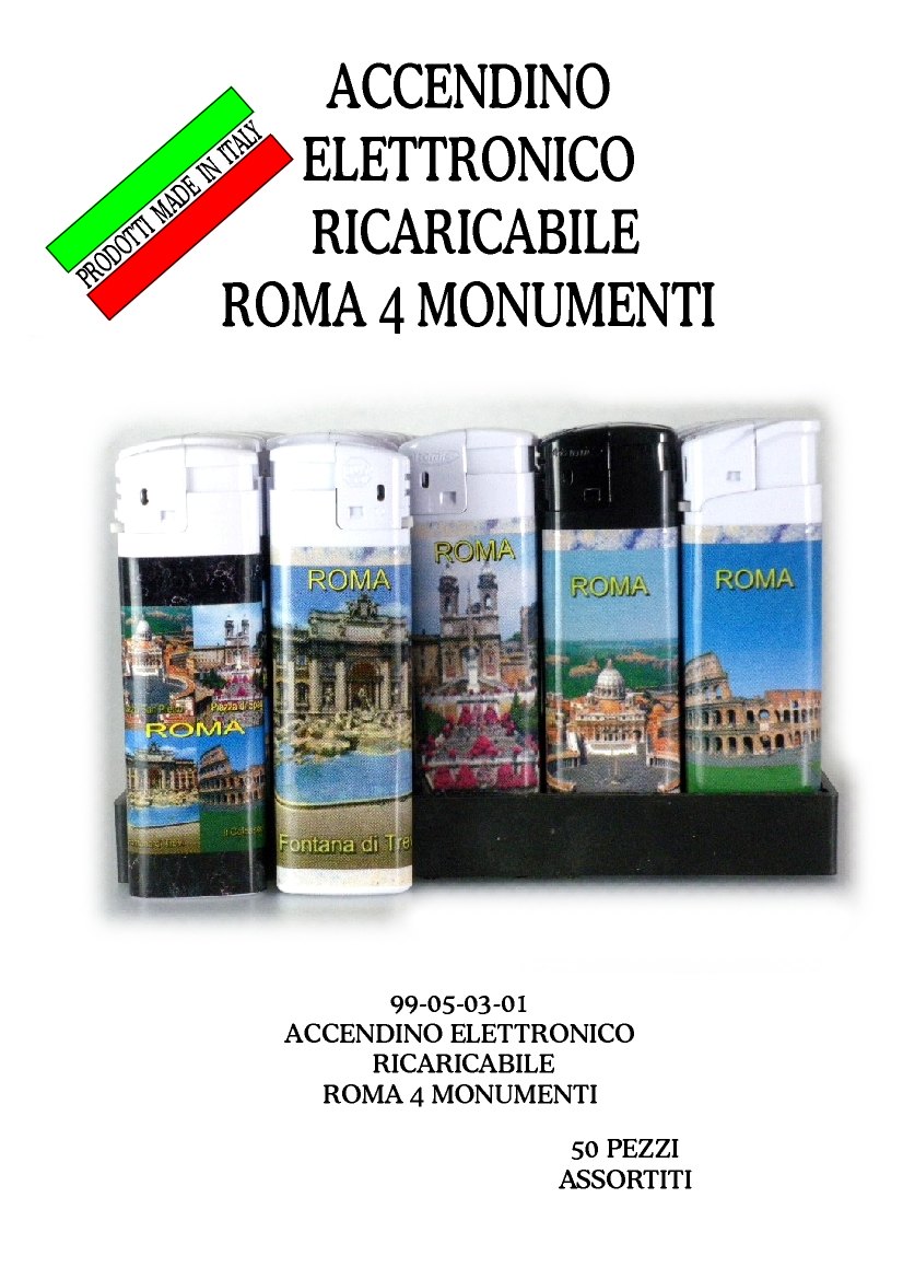 99-05-03-0001 Accendino Roma Gettabile 5 Monumenti CONFEZIONI da n.50 Pz.