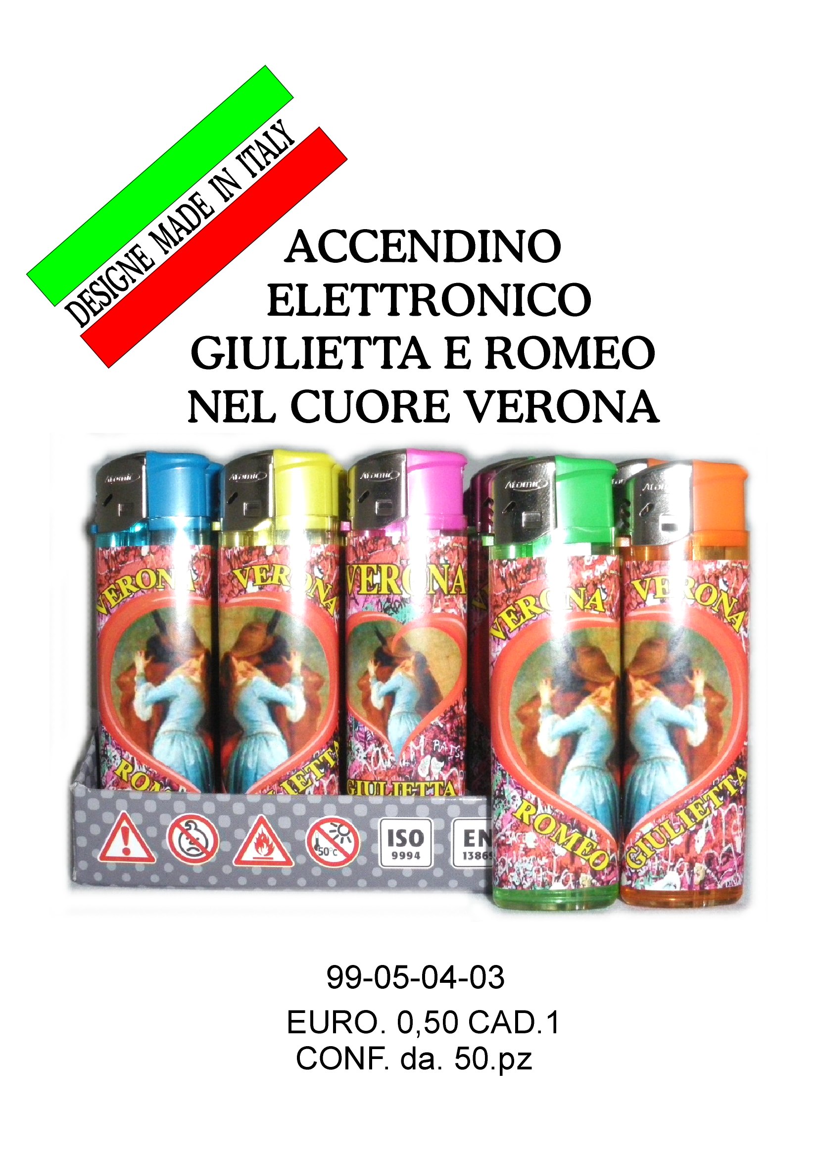 99-05-04-0003 Accendini Verona Gettabili Cuore Giulietta CONFEZIONI da 50 Pz.