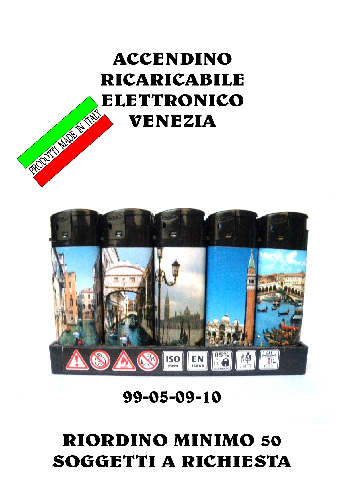 99-05-09-0010 Accendini Venezia Gettabili Assortiti CONFEZIONI da n.50 Pz.
