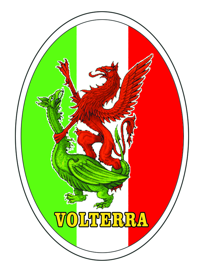 99-08-24-0870 Adesivi Ovale Tricolore Volterra Grifone Drago CONFEZIONE da 10 Pz
