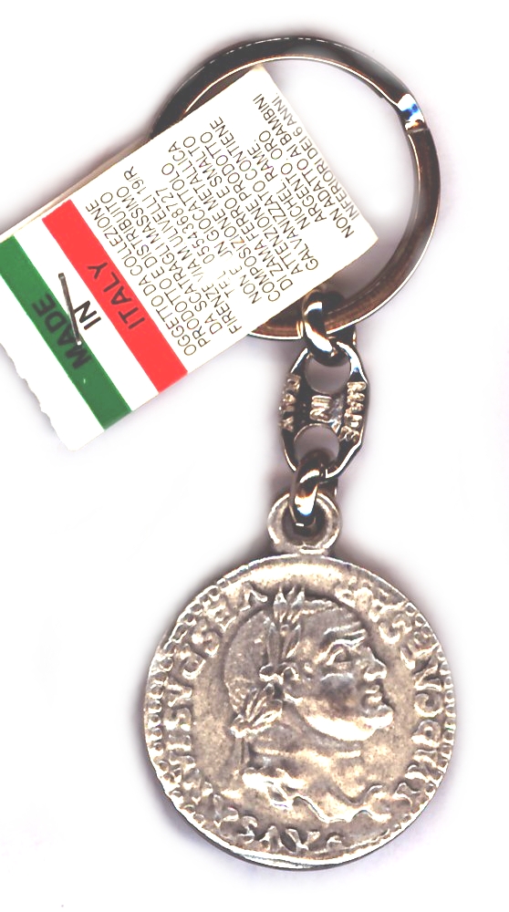 99-01-03-0182 Portachiavi Roma Moneta Imperatore Vespasiano CONFEZIONI da 10 Pz.