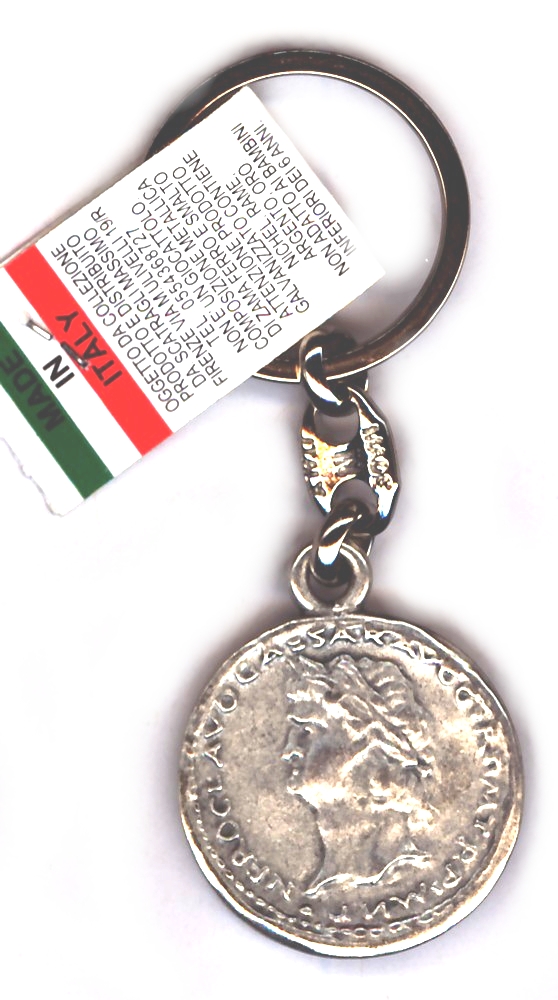 99-01-03-0184 Portachiavi Roma Moneta Imperatore Nerone CONFEZIONI da n.10 Pz.