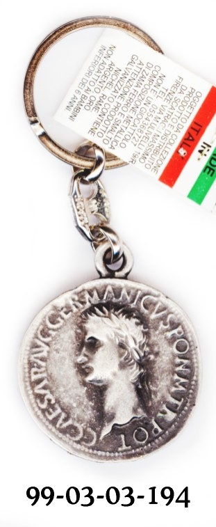99-01-03-0194 Portachiavi Roma Moneta Germanico Sesterzio CONFEZIONI da n.10 Pz.