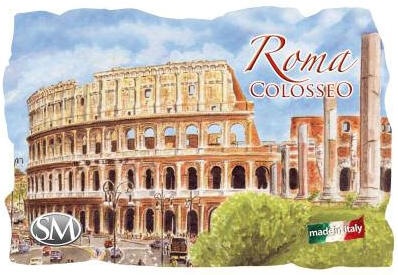 38-02-03-0061 Magneti Marmetti Roma Colosseo Acquerello CONFEZIONI.da n. 10 Pz.