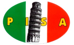 99-08-06-0827 Adesivi Pisa Ovale Tricolore Torre CONFEZIONI da n.10 Pz.