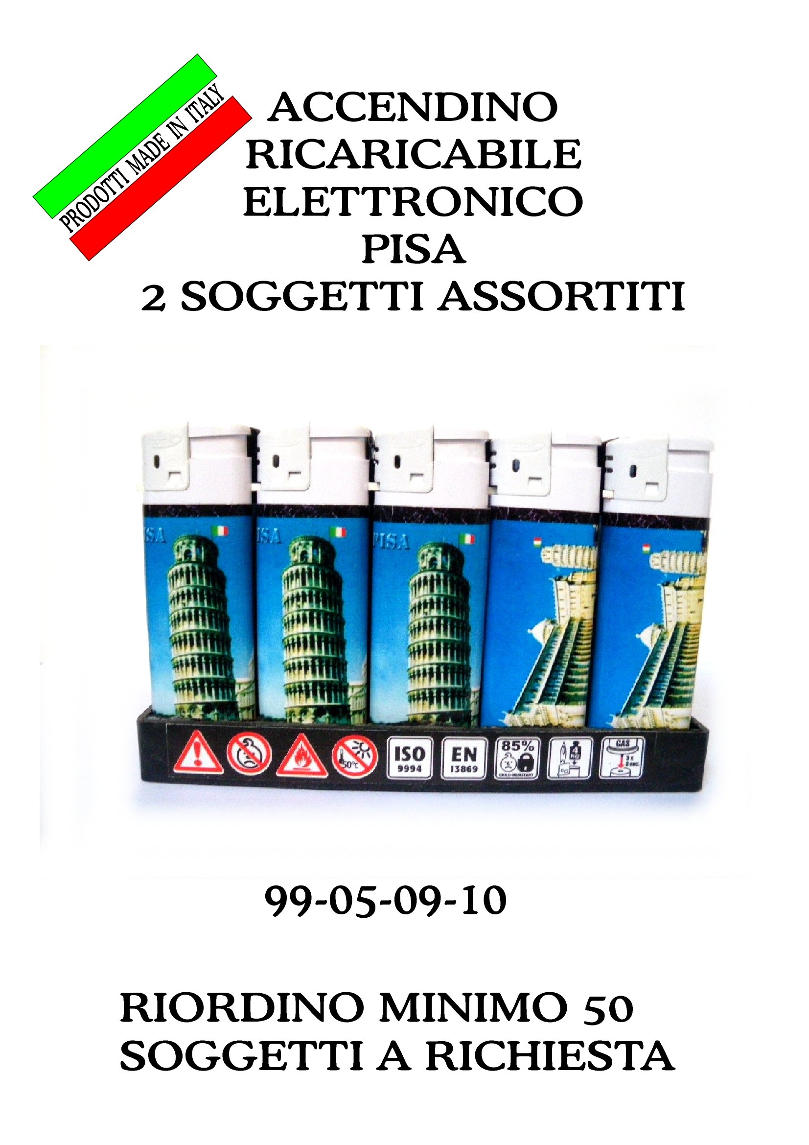 99-05-06-0010 Accendini Pisa Gettabili Duomo e Torre CONFEZIONI da n.50 Pz