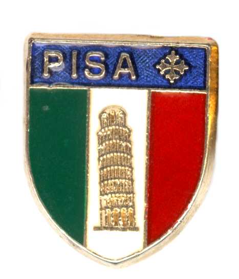 99-03-06-0107 Spille Pisa Scudo Tricolore con Torre CONFEZIONI da n.20 Pz.