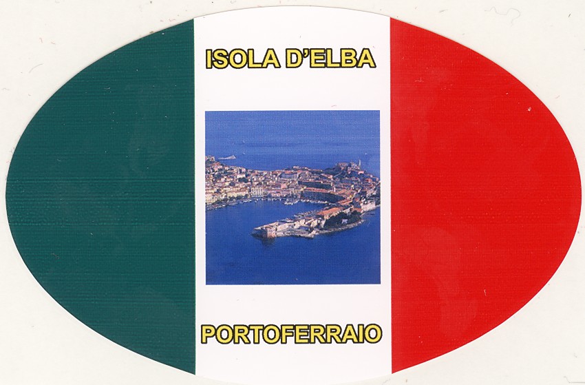 99-08-22-831 Adesivi Elba Ovali Tricolore Portoferraio CONFEZIONI da n.10 Pz