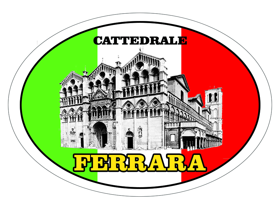 99-08-55-0002 Adesivi Ferrara Ovale Tricolore Cattedrale CONFEZIONI da n.10 Pz.