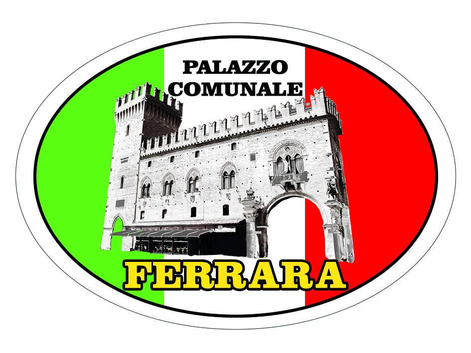 99-08-55-0003 Adesivi Ferrara Ovale Tricolore Palazzo Comunale CONF. da n.10 Pz.