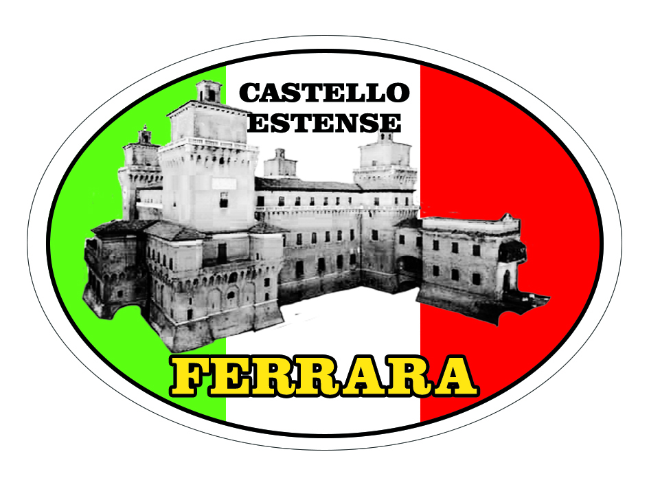 99-08-55-0004 Adesivi Ferrara Ovale Tricolore Castello Estense CONF. da n.10 Pz.